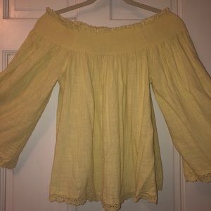 off the shoulder yellow top